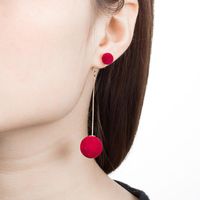 Sweet And Simple Size Plush Ball Long Tassel Earrings Nhdp149023 main image 5