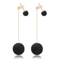 Sweet And Simple Size Plush Ball Long Tassel Earrings Nhdp149023 main image 10
