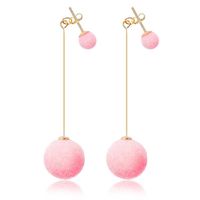 Sweet And Simple Size Plush Ball Long Tassel Earrings Nhdp149023 main image 11