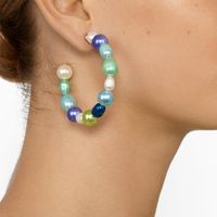 Europäische Und Amerikanische Trend Nil Verträumte Farbe Perlen Ohrringe Mode Kreative Baub Gleiche C-förmige Perlens Chmuck Ohrringe main image 1