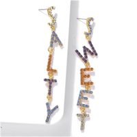 European And American Trend Design Letters Long Gemstone Earrings Nhjq149056 main image 4