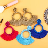 Fashion Beaded Fan-shaped Tassel Earrings Nhas149063 main image 3