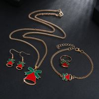 Fashion Christmas 4 Pics Jewelry Set Elk Bells Earrings Necklace Ring Bracelet Nhpv149116 main image 5
