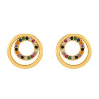 New Copper Inlaid Zircon Color Circle Stud Earrings Nhas149170 main image 7