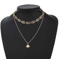 Fashion Black Gold Long Shell Scallop Double Necklace Nhbq148855 sku image 1