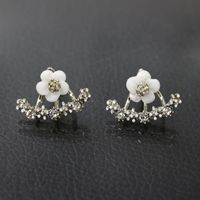 Flower Diamond Alloy Artificial Gemstones Earrings Ear Studs sku image 1