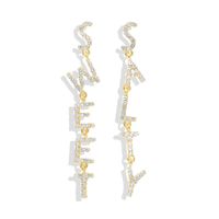 European And American Trend Design Letters Long Gemstone Earrings Nhjq149056 sku image 2