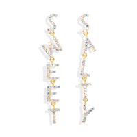 European And American Trend Design Letters Long Gemstone Earrings Nhjq149056 sku image 3