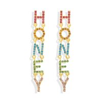 European And American Trend Design Letters Long Gemstone Earrings Nhjq149056 sku image 6