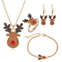 Fashion Christmas 4 Pics Jewelry Set Elk Bells Earrings Necklace Ring Bracelet Nhpv149116 sku image 2