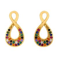 New Copper Inlaid Zircon Color Circle Stud Earrings Nhas149170 sku image 1