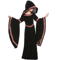 Probieren Sie Europa 15 Mittelalter Liche Kostüme Halloween Mädchen Kostüme Schwarze Taille Muster Kinder Kleidung Drama Bühnen Kleidung main image 3