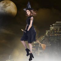 Halloween Cosplay Costume New Black Yarn Witch Suit Nhfe153914 main image 5