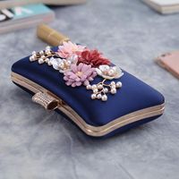 Women's Red Blue Black Pearl Square Evening Bags main image 4