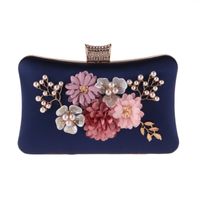 Women's Red Blue Black Pearl Square Evening Bags sku image 2