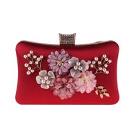 Women's Red Blue Black Pearl Square Evening Bags sku image 1