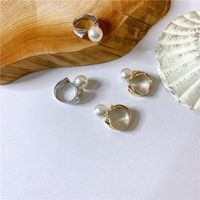 Kaltwind Unregelmäßige Metall Matte Ohrringe 925 Silberne Nadel Perle Einfache Temperament Ohrringe Weibliche Ohrringe main image 5