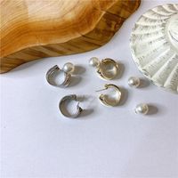 Kaltwind Unregelmäßige Metall Matte Ohrringe 925 Silberne Nadel Perle Einfache Temperament Ohrringe Weibliche Ohrringe main image 6