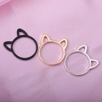 Japanisches Und Koreanisches Einfaches Kreatives Design Hohles Kätzchen Katzen Ohren Ring Tier Cartoon Schmuck Schwarz Beschichtet Ring main image 2