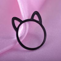 Japanisches Und Koreanisches Einfaches Kreatives Design Hohles Kätzchen Katzen Ohren Ring Tier Cartoon Schmuck Schwarz Beschichtet Ring main image 5