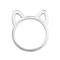 Japanisches Und Koreanisches Einfaches Kreatives Design Hohles Kätzchen Katzen Ohren Ring Tier Cartoon Schmuck Schwarz Beschichtet Ring main image 10