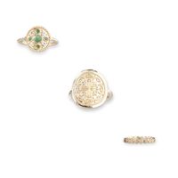 Personal Isierter Europäischer Und Amerikanischer Stil, Neuer Stil, Einfacher Smaragd-totem-muster Ring, Diamant-geometrischer 7-teiliger Ring main image 5