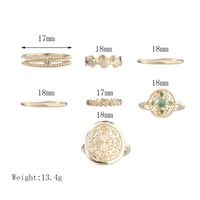 Personal Isierter Europäischer Und Amerikanischer Stil, Neuer Stil, Einfacher Smaragd-totem-muster Ring, Diamant-geometrischer 7-teiliger Ring main image 6
