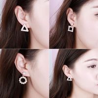 Simple Style Geometric Plating Alloy Artificial Gemstones Earrings main image 1