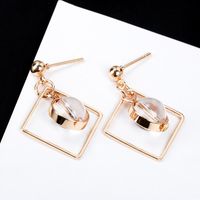 Japonais Et Coréen Boucles D'oreilles De Mode En Gros Simple Géométrique Carré Oreille Goujons Perles Cercle Boucles D'oreilles Non-piercing Boucle D'oreille Oreille Clip main image 10