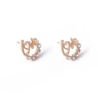 Koreanische Mode Love Buchstaben Ohrringe Koreanische Legierung Diamant Ohrringe 2 Yuan Shop Angebot Stand Ohrringe Großhandel main image 3
