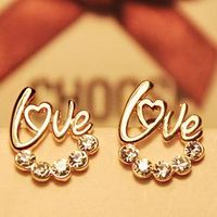 Koreanische Mode Love Buchstaben Ohrringe Koreanische Legierung Diamant Ohrringe 2 Yuan Shop Angebot Stand Ohrringe Großhandel main image 5