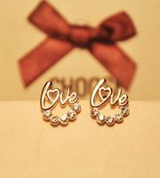 Koreanische Mode Love Buchstaben Ohrringe Koreanische Legierung Diamant Ohrringe 2 Yuan Shop Angebot Stand Ohrringe Großhandel main image 6
