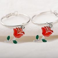 Fashion Rose Alloy Drop Oil Circle Hoop Earrings Nhdp154451 main image 5