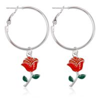 Fashion Rose Alloy Drop Oil Circle Hoop Earrings Nhdp154451 main image 8