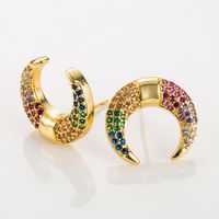 Fashion Copper Inlaid Zircon Color Month Stud Earrings Nhln154485 main image 4