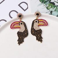 Colored Diamond-studded Woodpecker Stud Earrings Nhjj154488 main image 1
