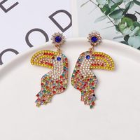 Colored Diamond-studded Woodpecker Stud Earrings Nhjj154488 main image 4