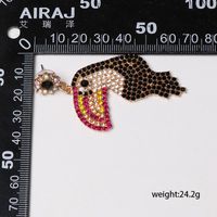 Colored Diamond-studded Woodpecker Stud Earrings Nhjj154488 main image 5
