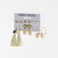 Aleación De Moda Daisy Pearl Natural Shell Tassel Earring Set Nhbq154253 sku image 1