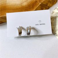 Kaltwind Unregelmäßige Metall Matte Ohrringe 925 Silberne Nadel Perle Einfache Temperament Ohrringe Weibliche Ohrringe sku image 2