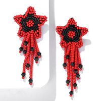 Fashion Beaded Five-pointed Star Tassel Earrings Nhjq154440 sku image 2