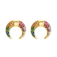 Fashion Copper Inlaid Zircon Color Month Stud Earrings Nhln154485 sku image 1