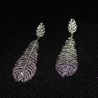 Exaggerated Diamond Crystal Feather Leaf Flash Diamond Women&#39;s Earrings Nhnt154512 main image 4