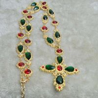 Vintage Style Cross Colored Gemstone Sweater Chain Necklace Nhnt154532 main image 3