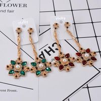 Fashion Retro Long Crystal Exaggerated Earrings Nhnt154538 main image 1