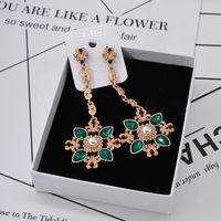 Fashion Retro Long Crystal Exaggerated Earrings Nhnt154538 main image 4