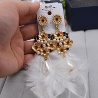 Bohemian Long White Feather Tassel Earrings Nhnt154550 main image 2