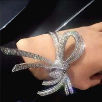 2021 Bogen Mikro Eingelegtes Zirkon Armband Offenes Armband Für Frauen Big Butterfly Full Diamond Armband Für Frauen Im Großhandel main image 3