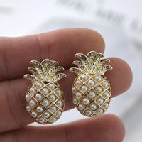 Creative Zircon Pearl Pineapple Alloy Earrings Nhnt154585 main image 3