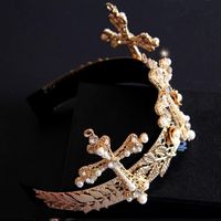 Vintage Baroque Rhinestone Cross Queen Crown Headband Nhnt154613 main image 6